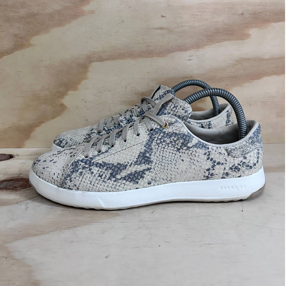 Cole Haan Snake Print Sneakers - Gray and White - Picture 3 of 9